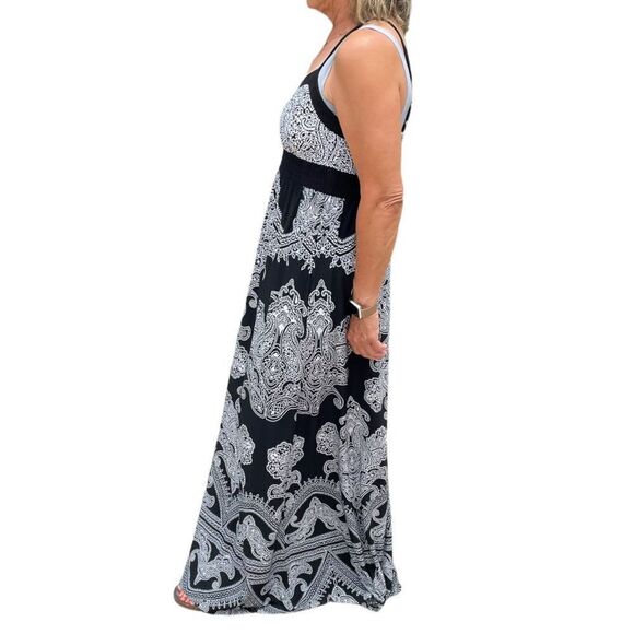 MAXI SUNDRESS IN BLACK AND WHITE - Picture 4 of 4